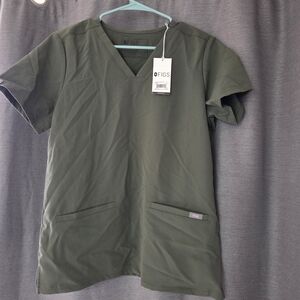 Figs Forest Green V-Neck Scrub Top